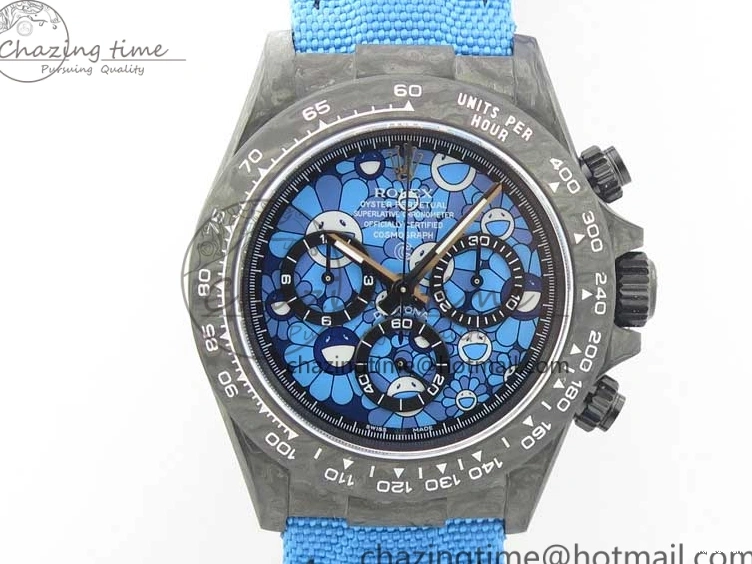 On Daytona Blue Strap Edition Blue DIW Dial Best Carbon A7750 WWF Nylon V2 0122